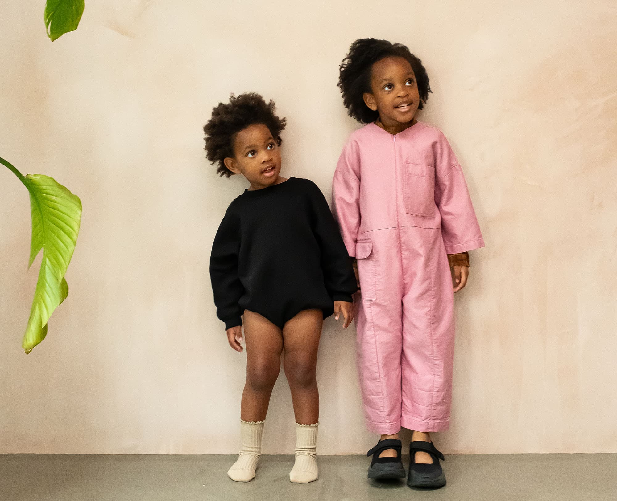 Studio Koter pink kids overalls and baby romper