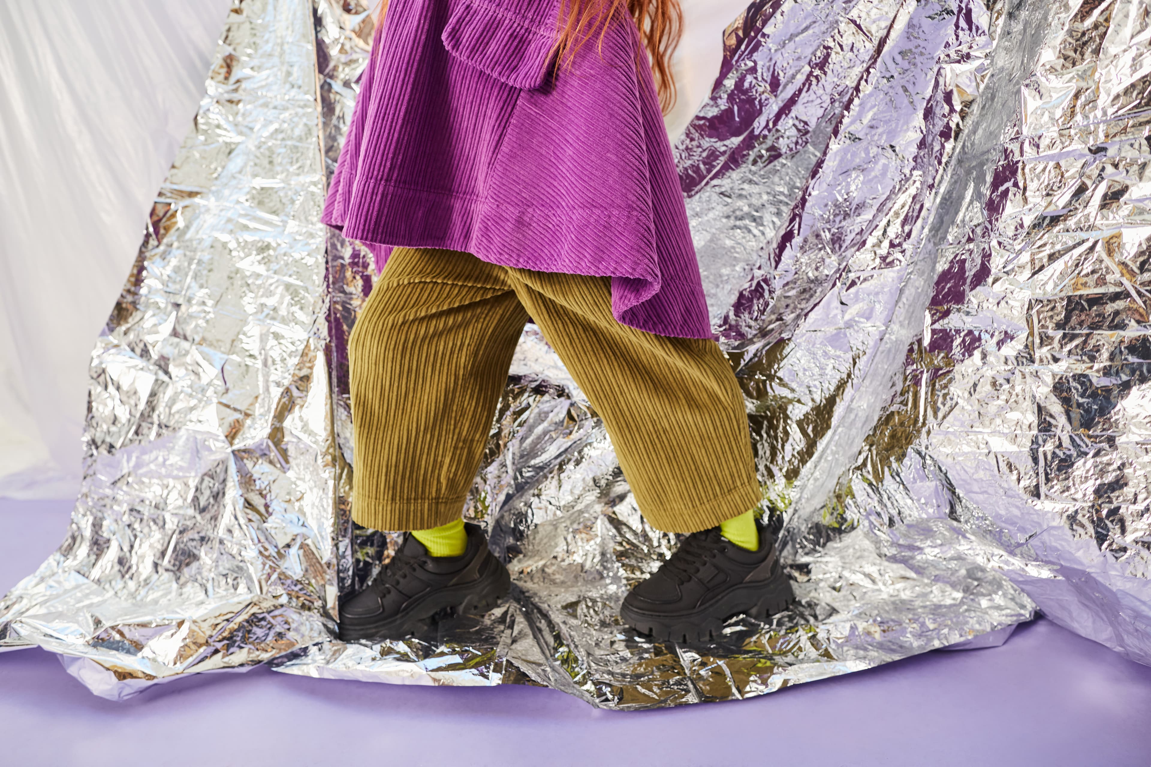 Kidswear store Studio Koter wide leg corduroy trousers and purple cord dress